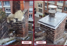 Façonnage protection zinc en tête de cheminée – Lille
